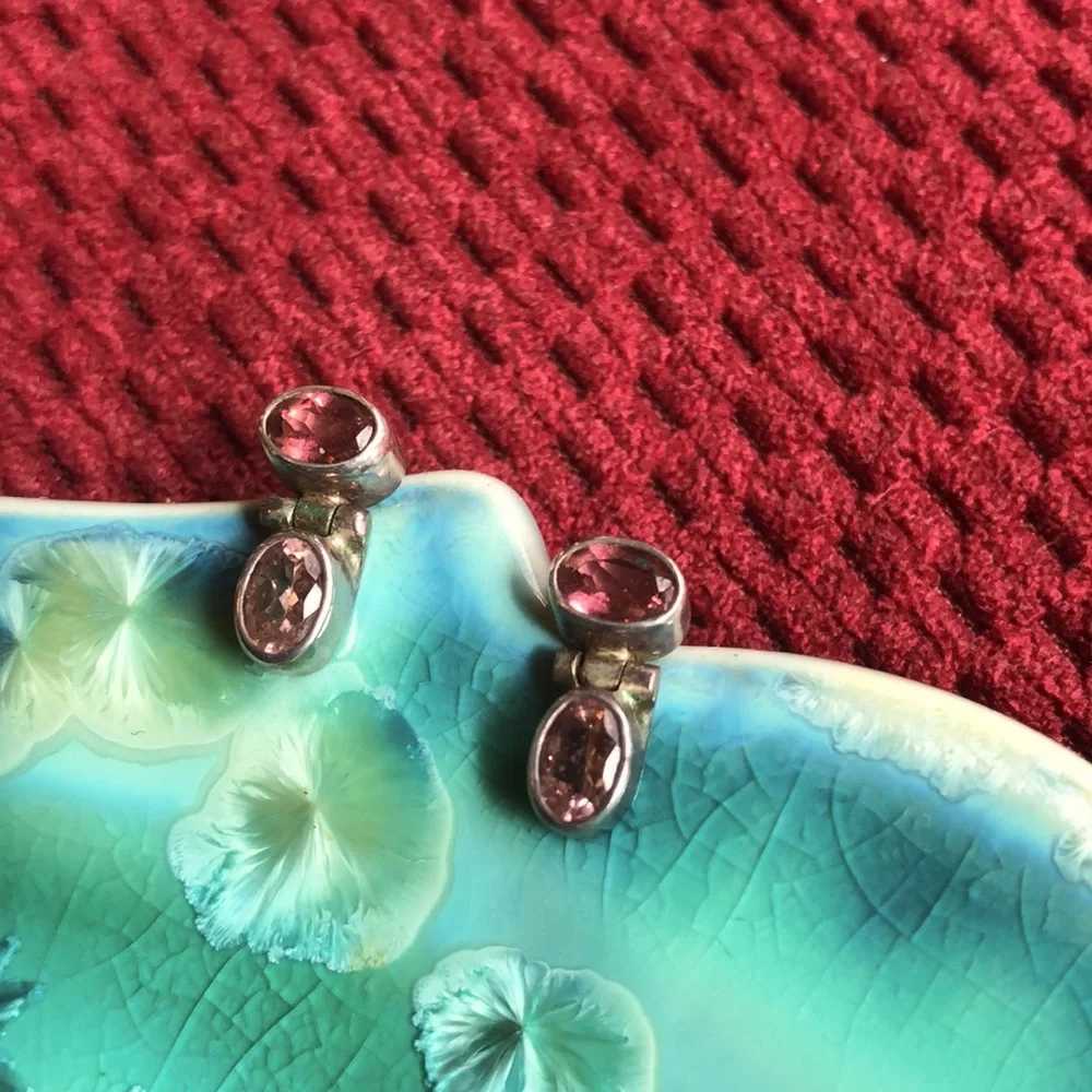 Vintage Sterling Silver 925 Post Earrings Possibly Tourmaline (No Earring Backs)